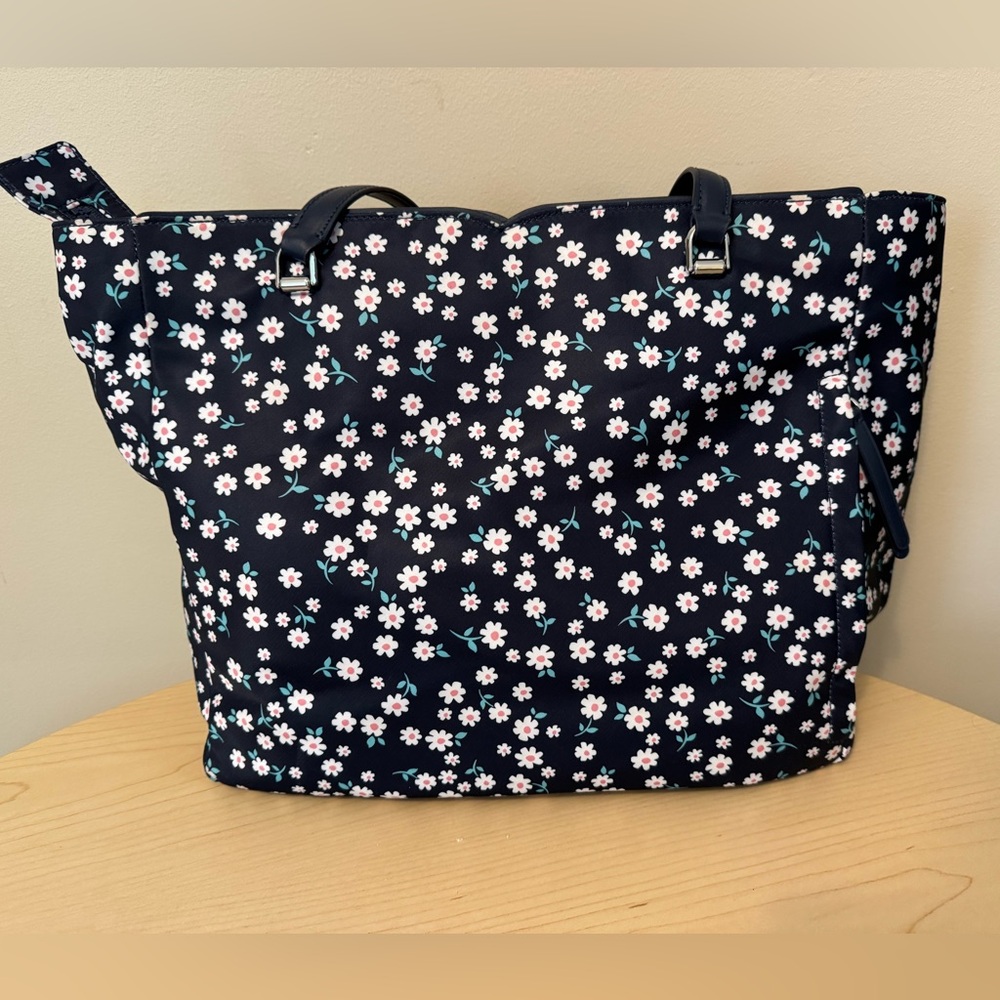 Kate Spade Jae Navy White Fleurette Floral Large Nylon Tote Bag NWOT - Picture 10 of 16